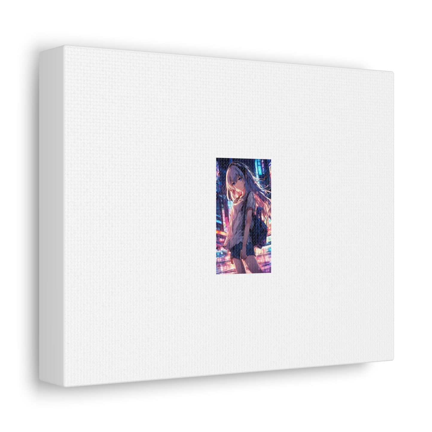 Anime City Night Heroine Portrait Neon Canvas Wall Art