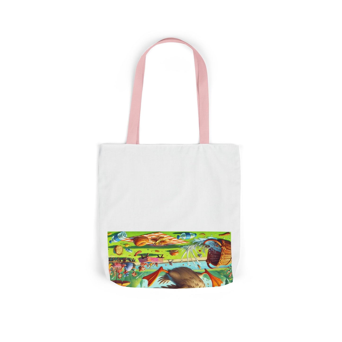 Chaotic Picnic Duck Funny Summer Canvas Tote Bag
