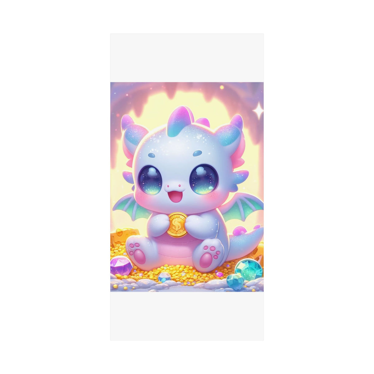 Pastel Treasure Dragon Kawaii Fantasy Wall Art Poster