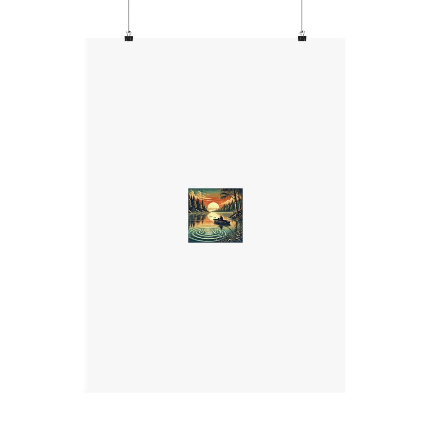 Sunset Lake Fishing Retreat Poster Lake House Fishing Wall Art Gift