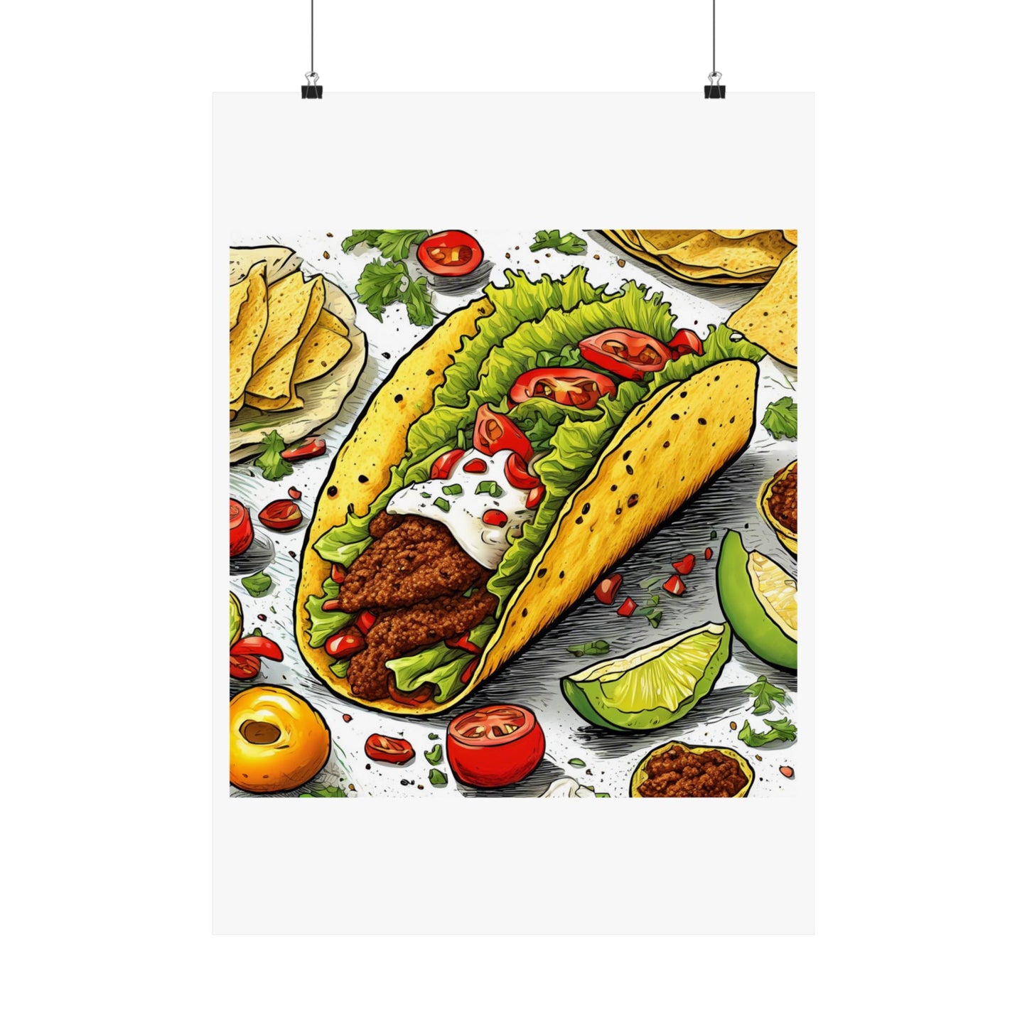Bold Taco Illustration Foodie Gift Art Poster