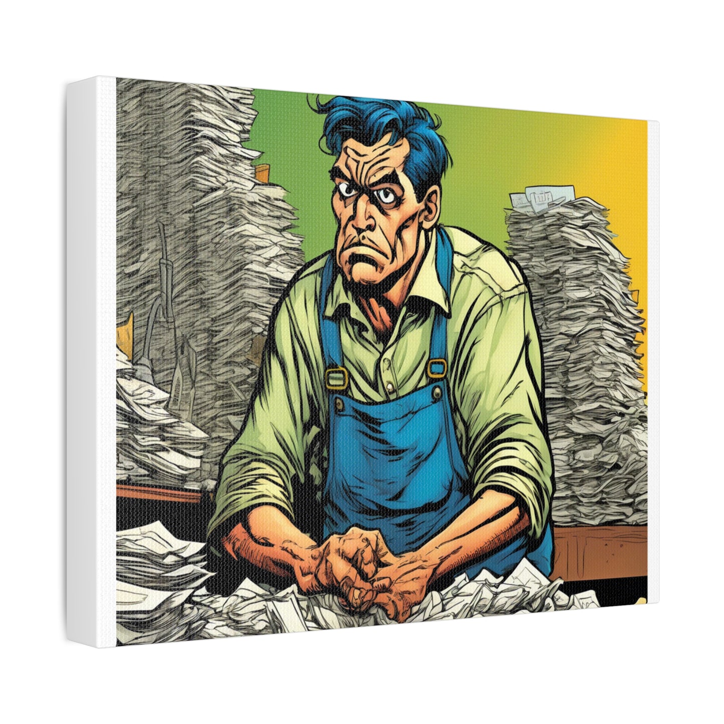Paperwork Chaos Desk Worker Funny Office Art Canvas