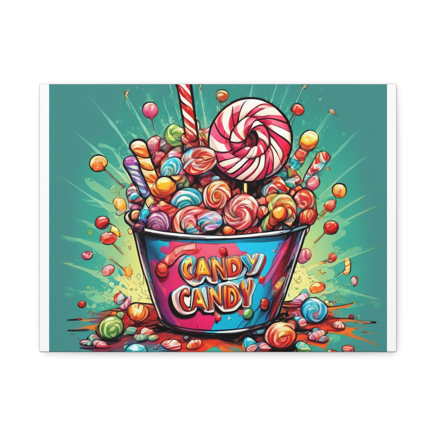 Holiday Candy Bucket Sweets Gift Art Canvas