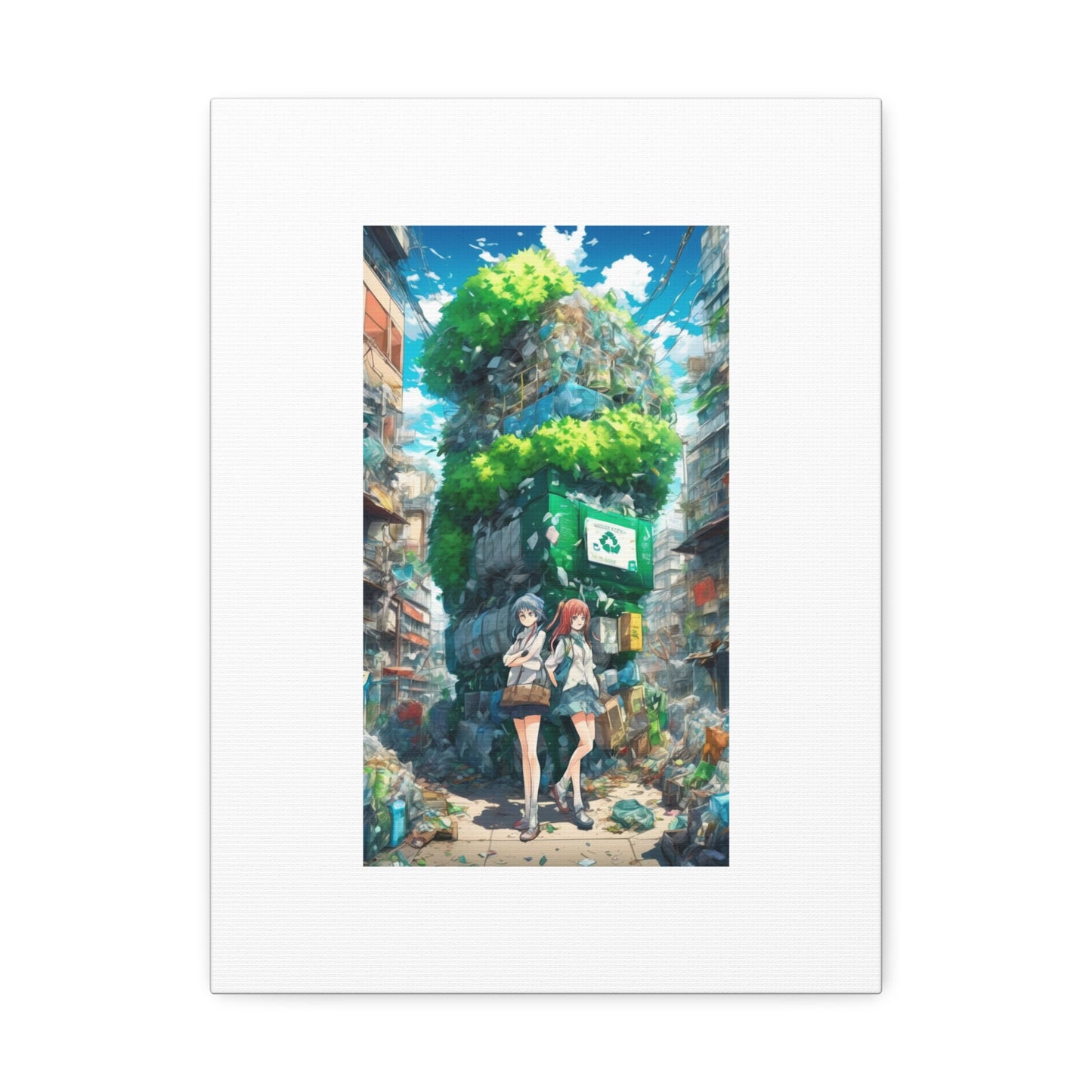 Urban Recycling Anime Friends Eco City Canvas Print