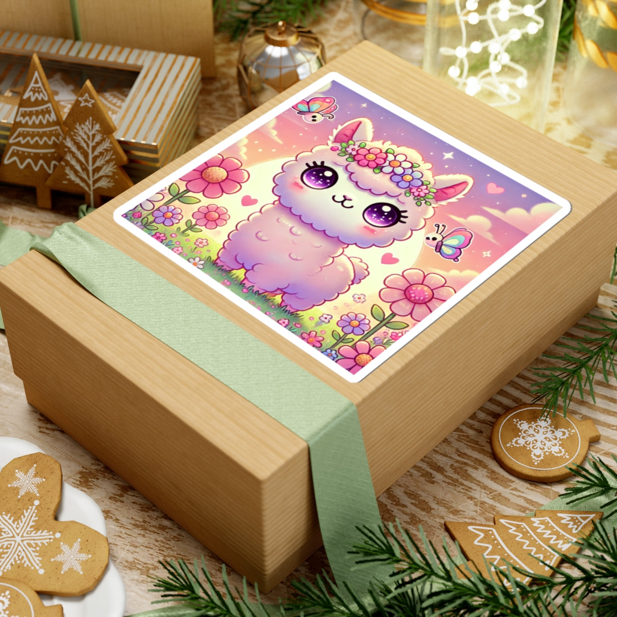 Pastel Floral Alpaca Garden Kawaii Sticker