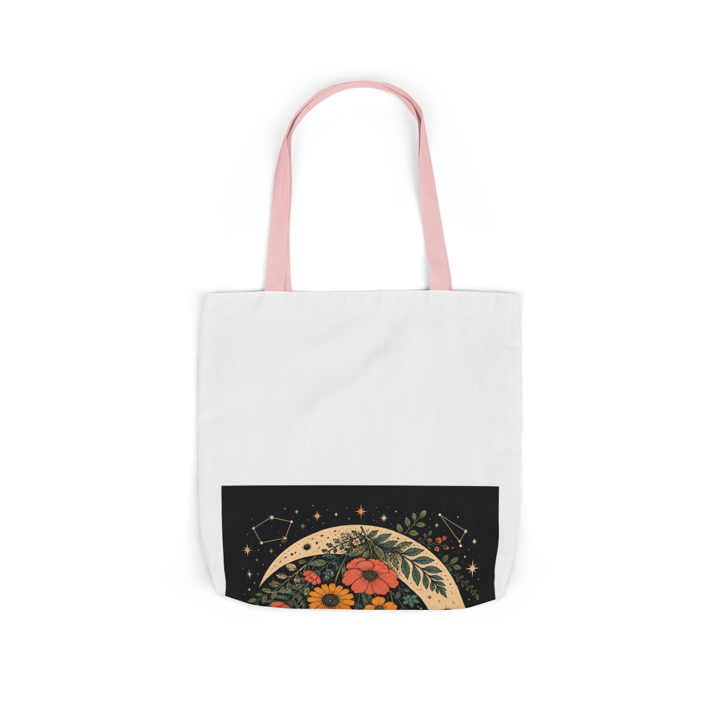 Celestial Wildflower Crescent Moon Botanical Tote Bag