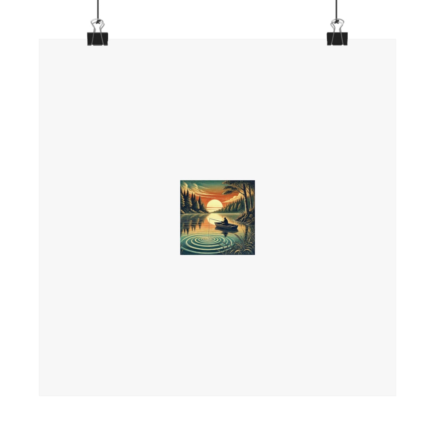 Sunset Lake Fishing Retreat Poster Lake House Fishing Wall Art Gift