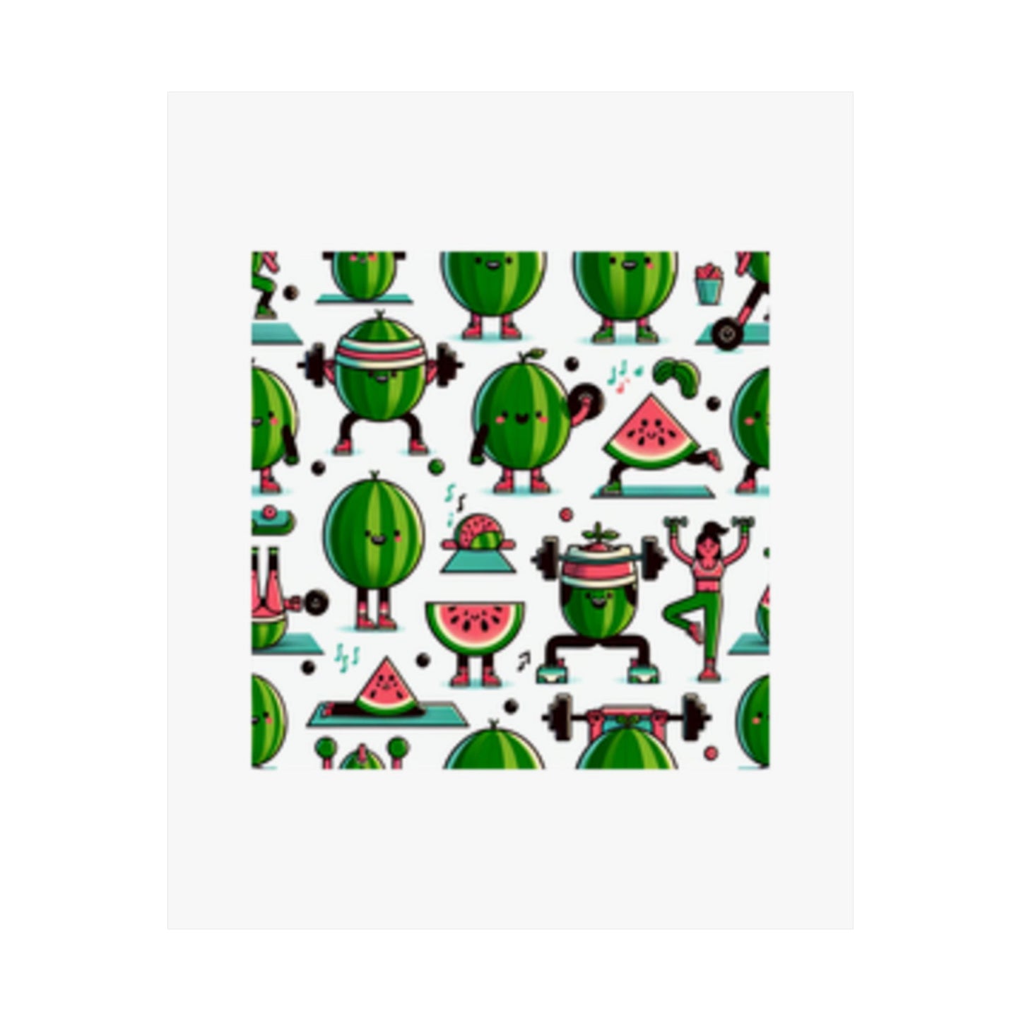 Watermelon Workout Club Cute Food Fitness Wall Art Poster