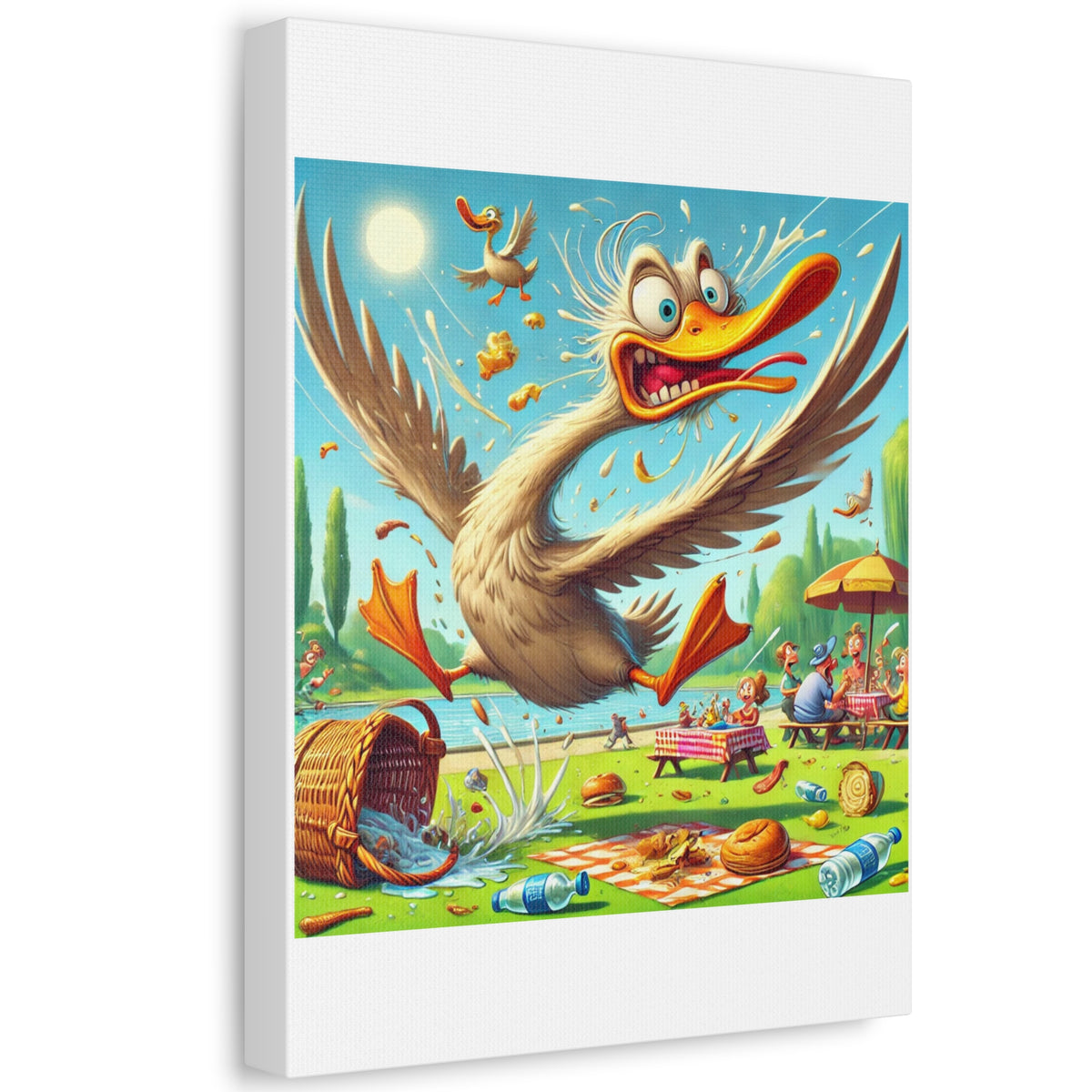 Chaotic Picnic Duck Funny Summer Canvas Wall Art