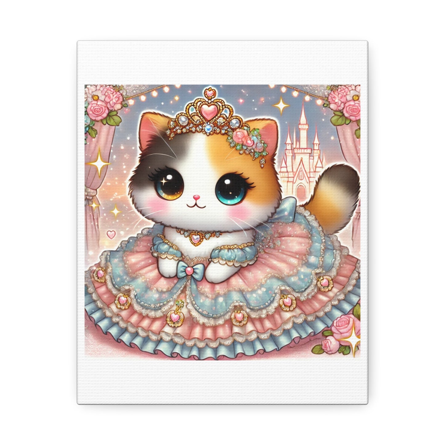 Pastel Princess Calico Cat Fantasy Canvas Wall Art