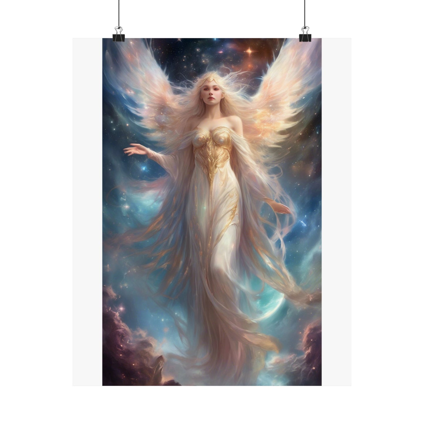 Celestial Winged Heroine Fantasy Portrait Poster