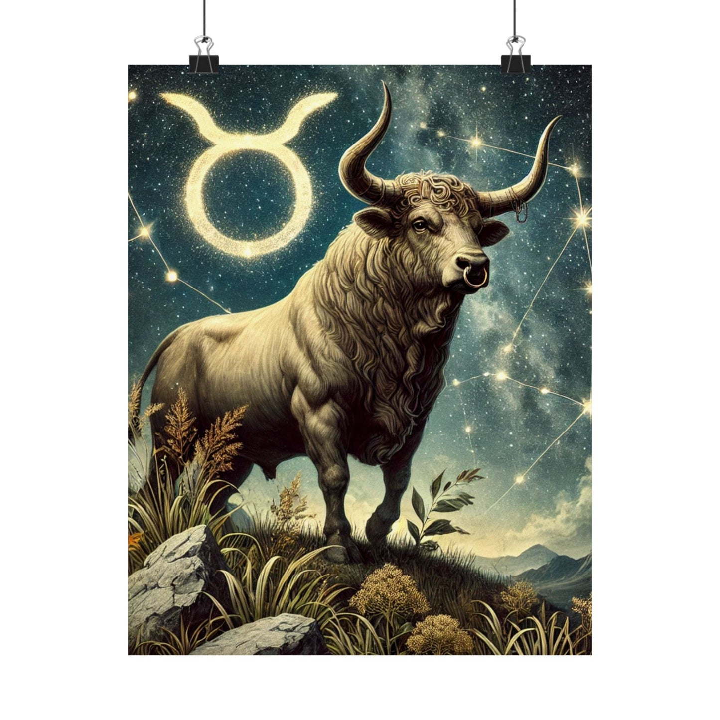 Taurus Bull Constellation Celestial Wall Art Poster