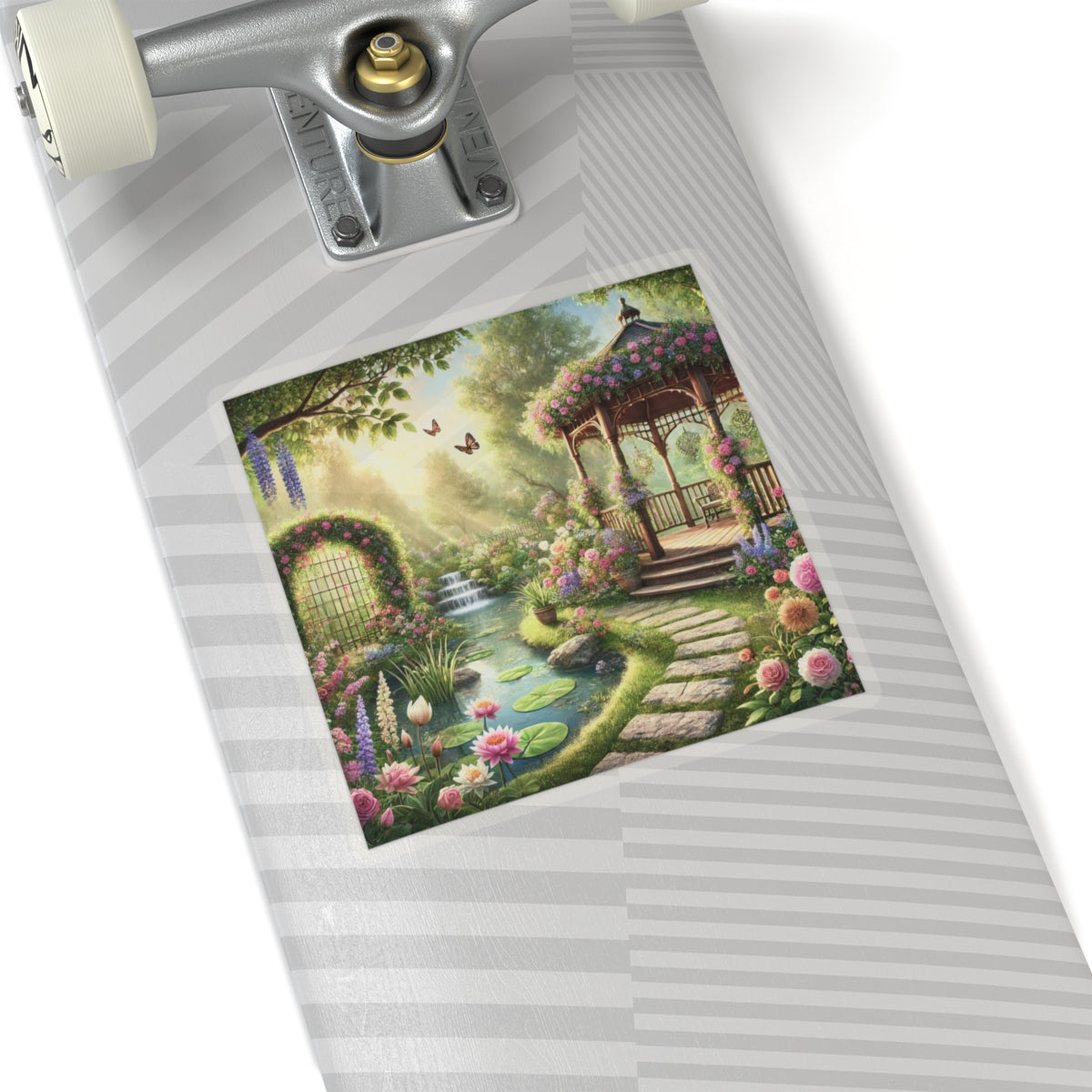 Sunlit Rose Gazebo Cottage Garden Sticker
