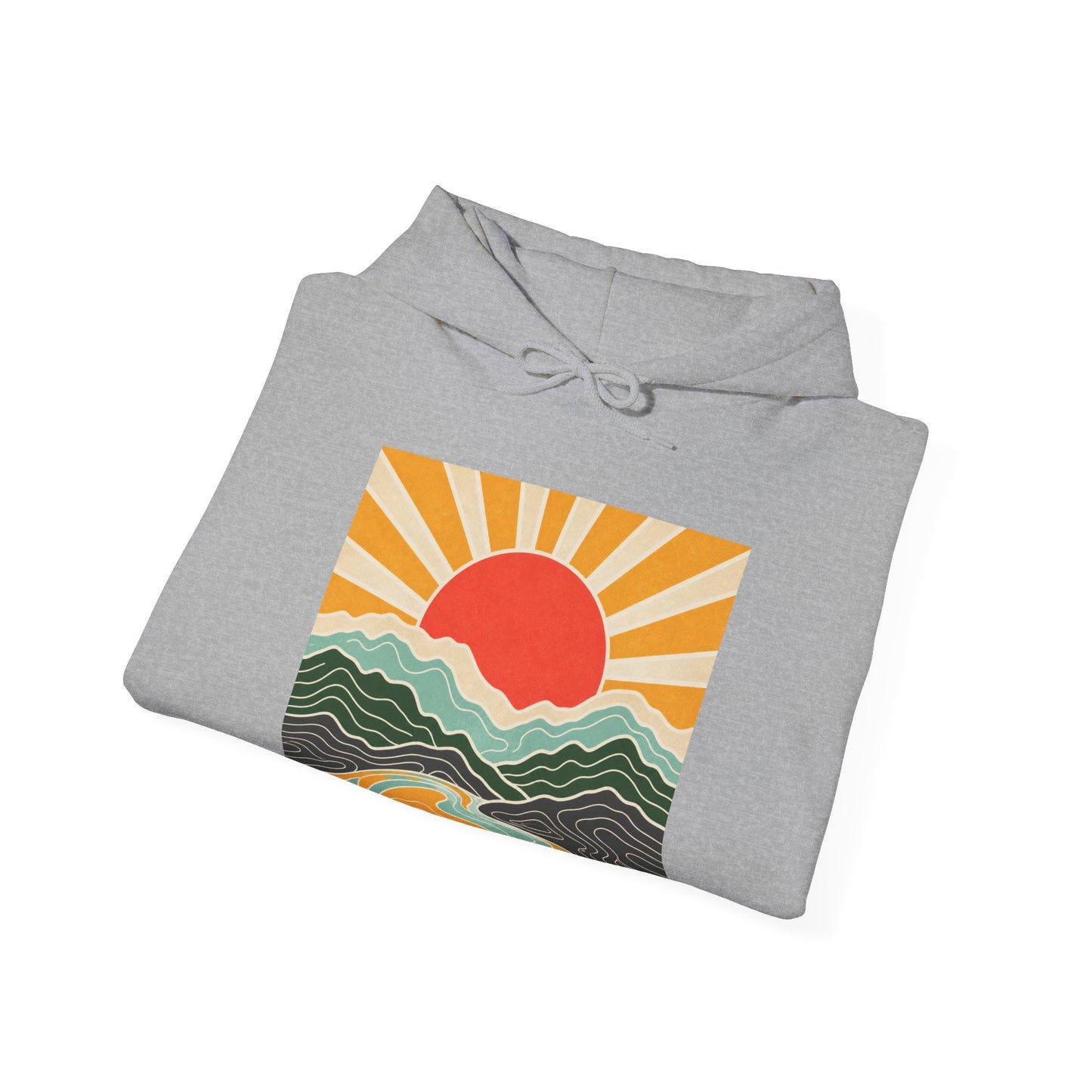 Topographic Sunrise Abstract Mountain Adventure Hoodie