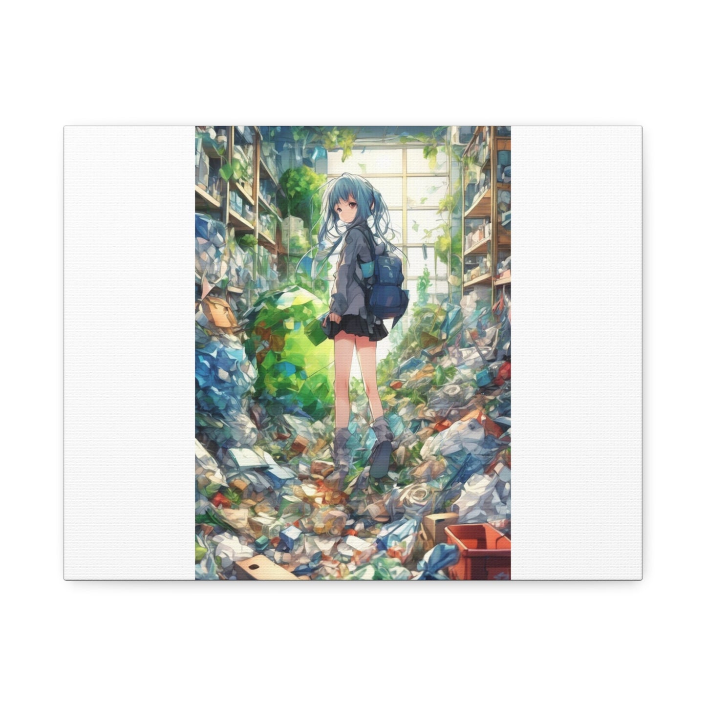 Green Recycling Alley Anime Girl Recycling Alley Canvas