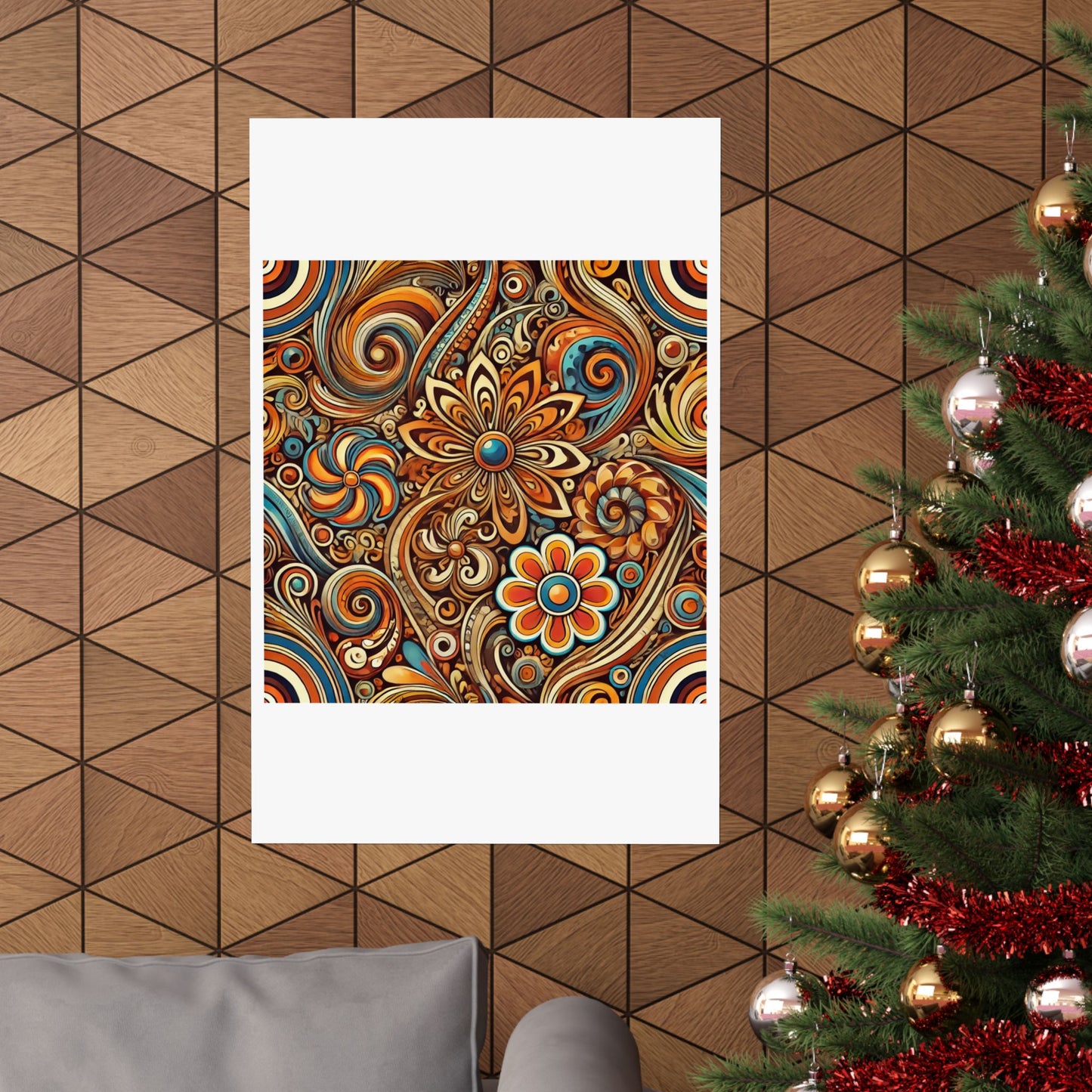 Ornate Abstract Floral Paisley Pattern Poster