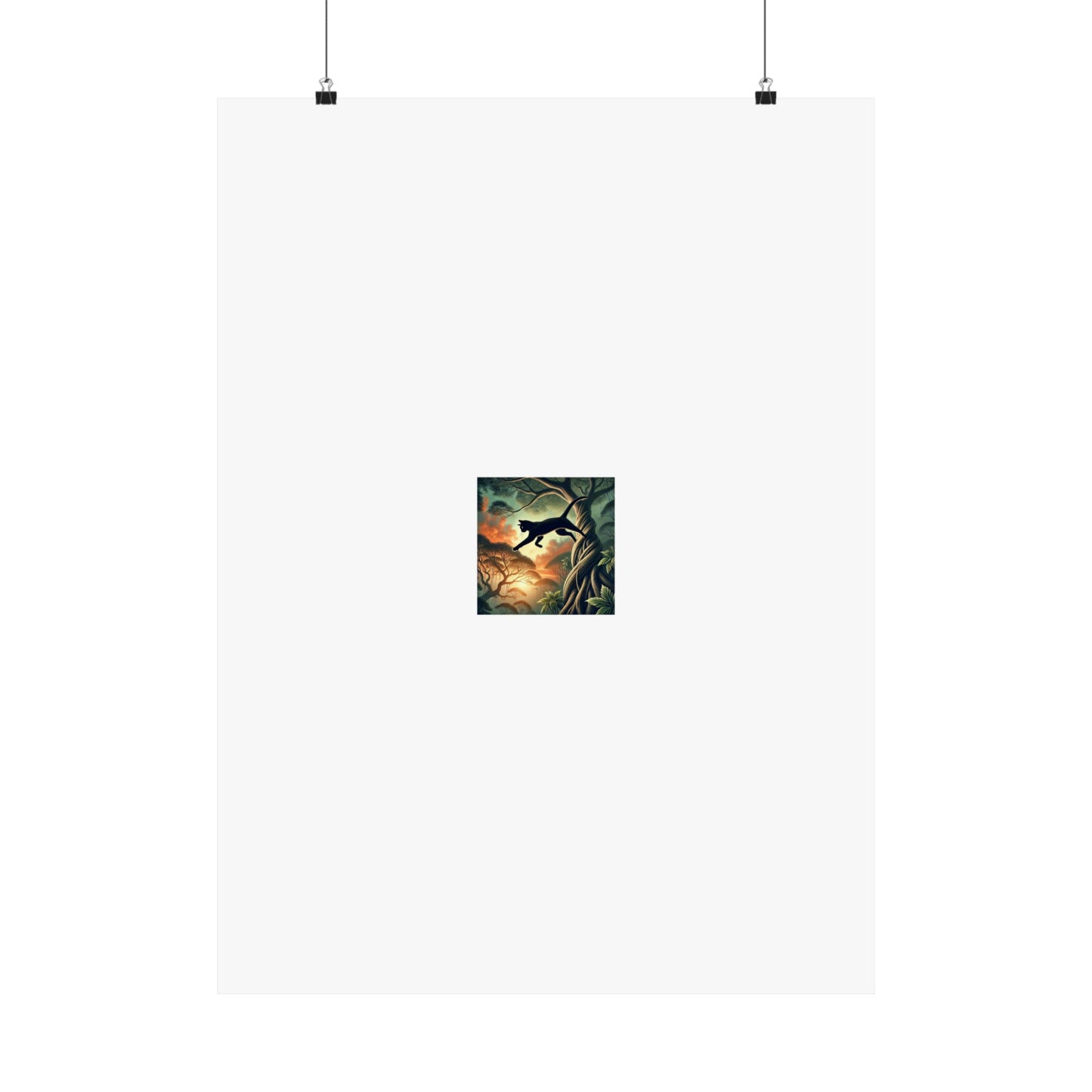 Enchanted Black Cat Forest Poster Fantasy Cat Wall Art Gift