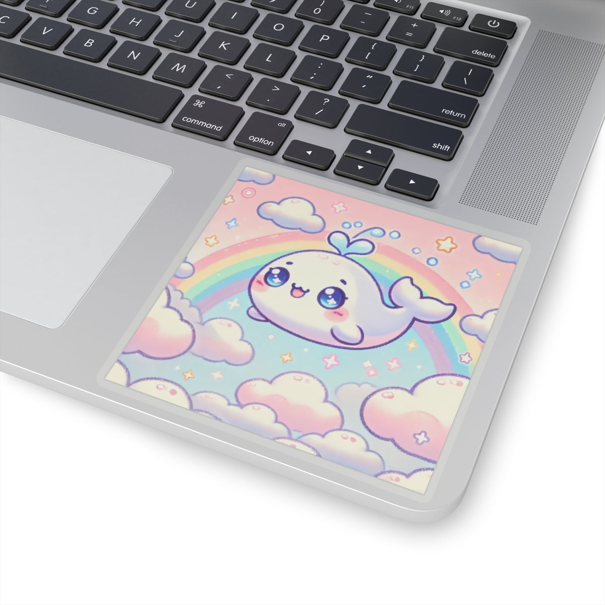 Kawaii Rainbow Whale Pastel Cloud Sticker