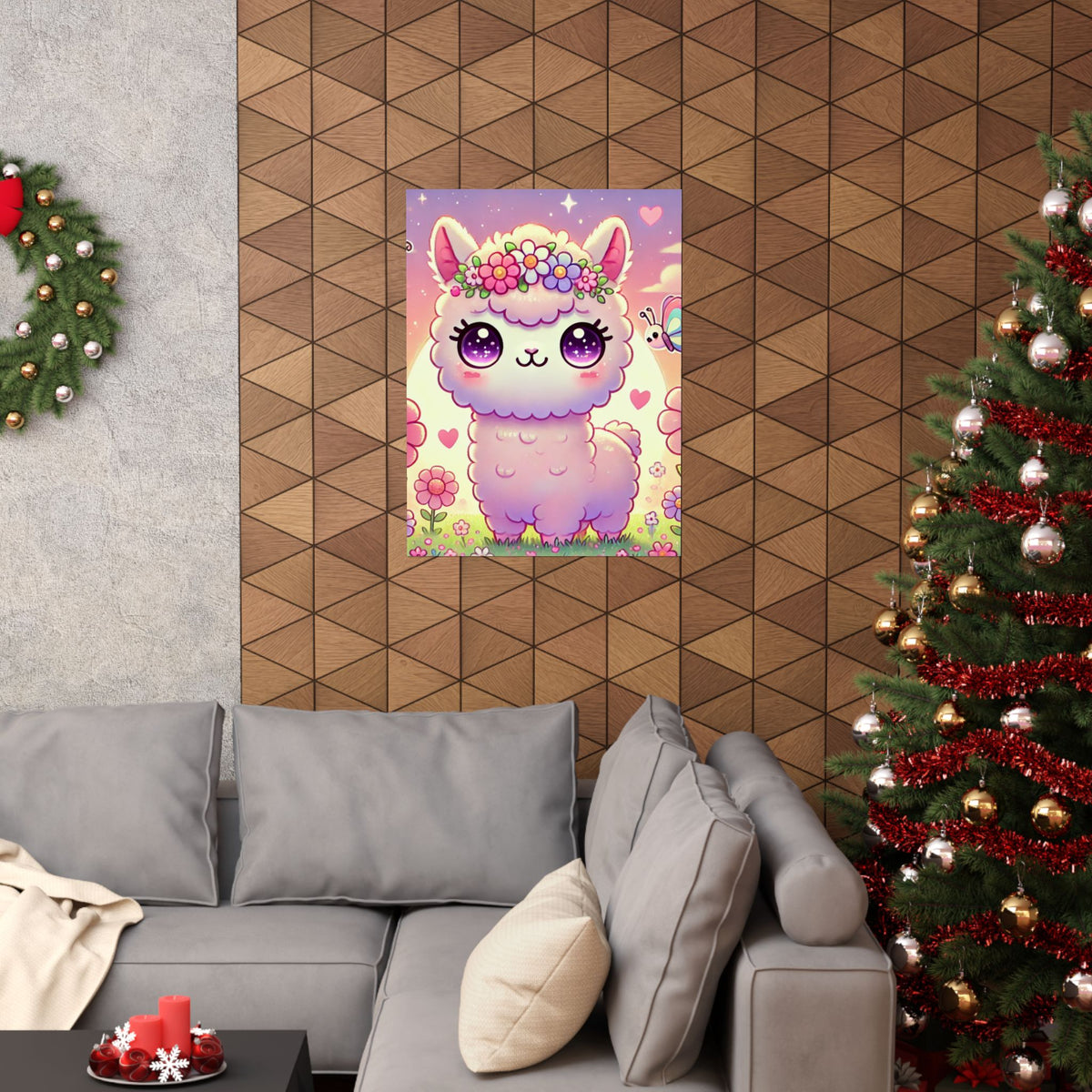 Pastel Floral Alpaca Garden Kawaii Wall Art Poster