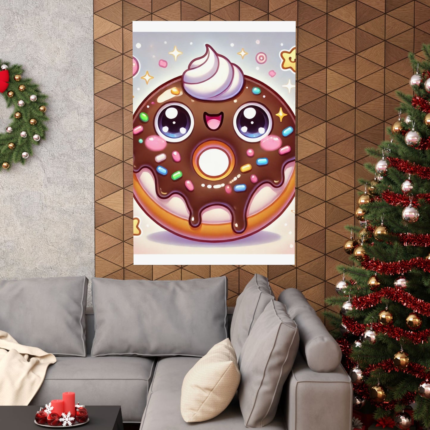 Kawaii Chocolate Donut Cute Dessert Art Poster
