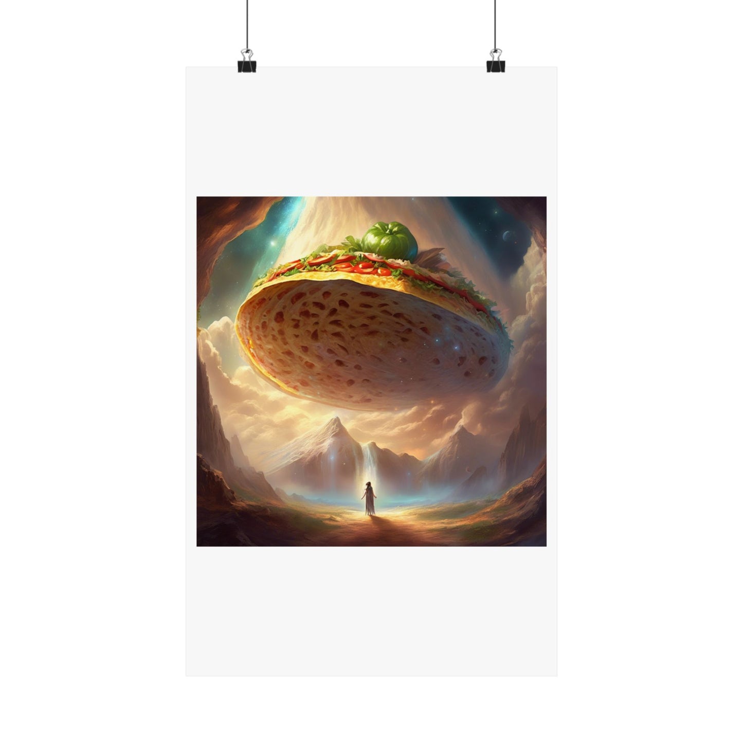Cosmic Taco UFO Surreal Food Fantasy Art Poster