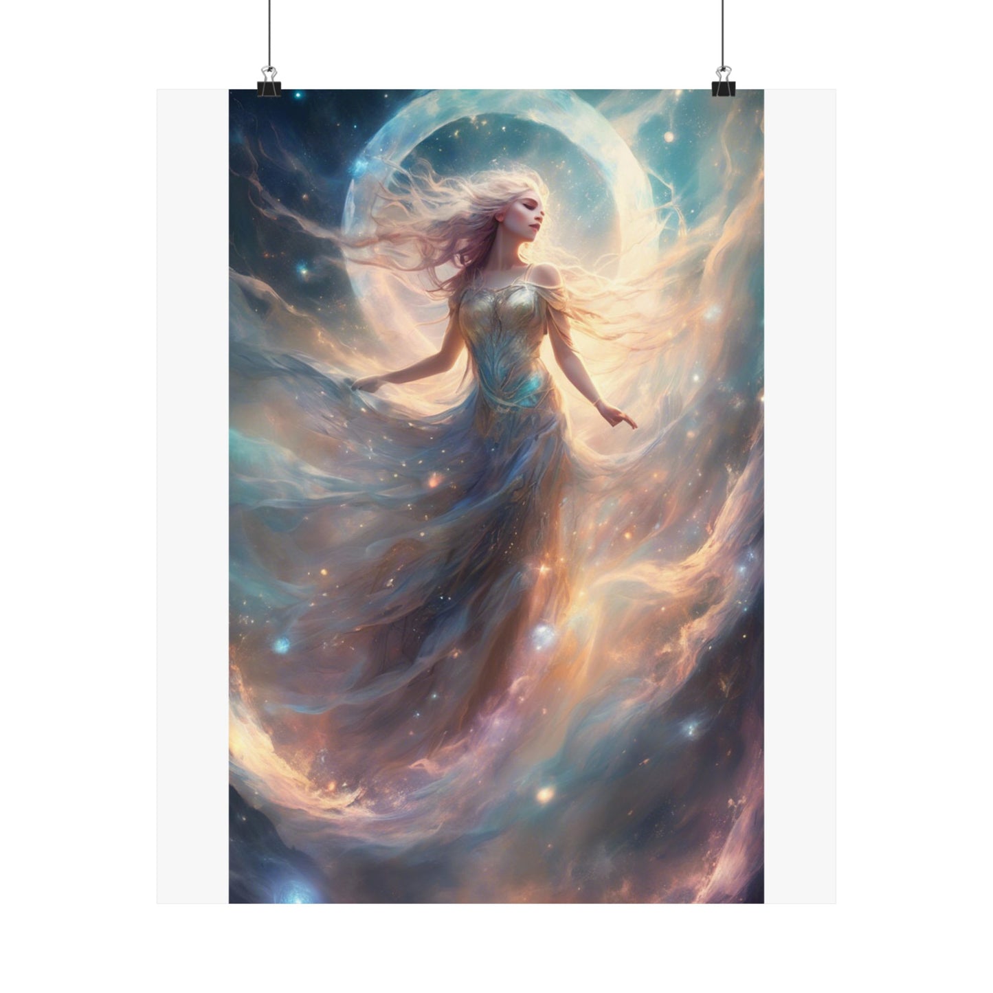 Moonlit Celestial Dancer Fantasy Portrait Poster