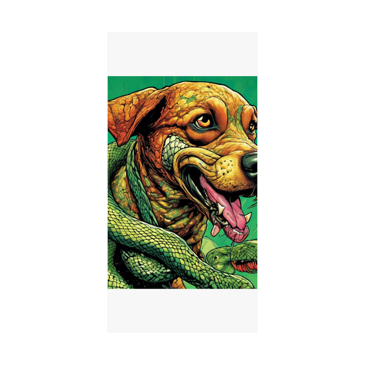 Serpent Guardian Dog Bold Fantasy Creature Art Poster