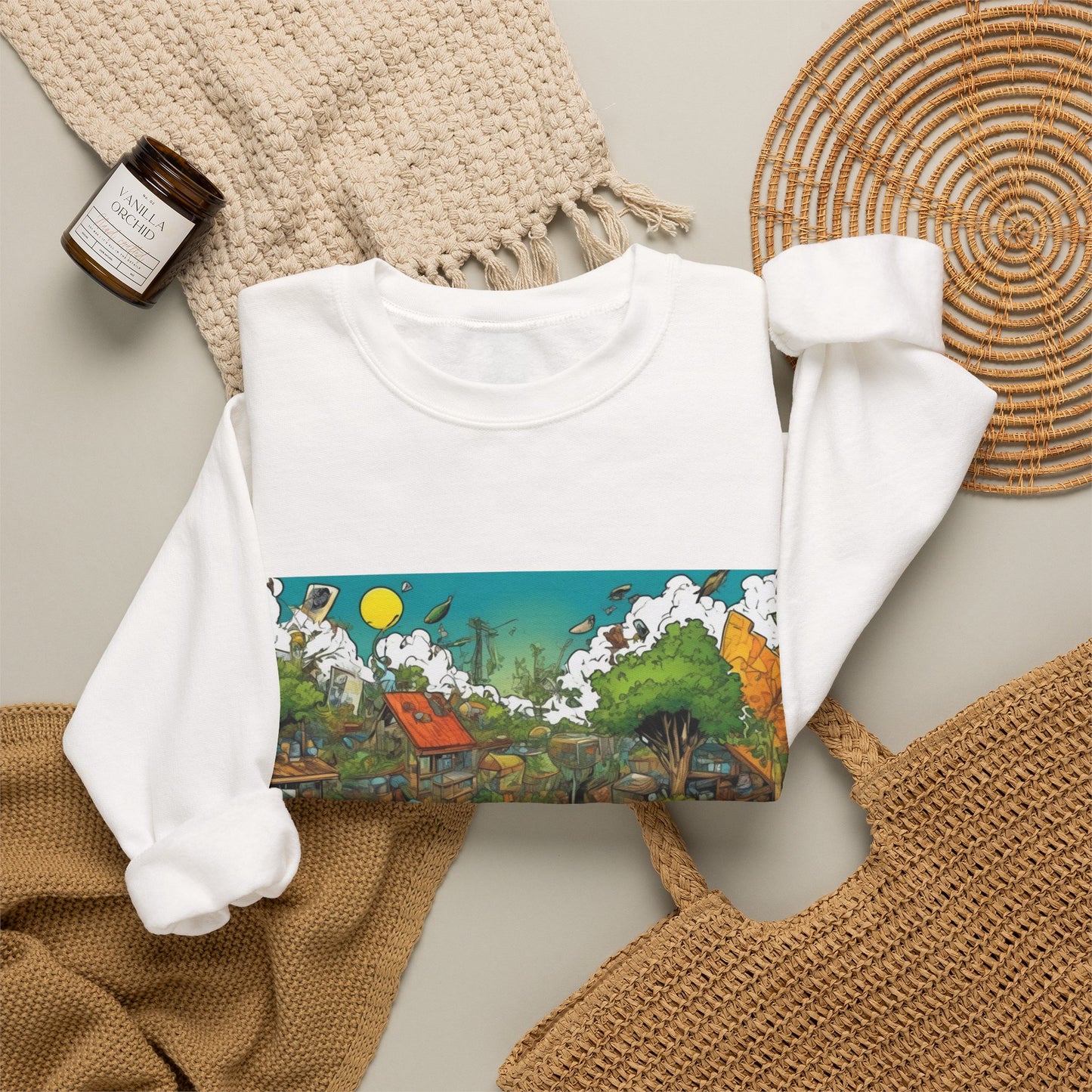 Whimsical Garden Stream Nature Gift Art Sweatshirt
