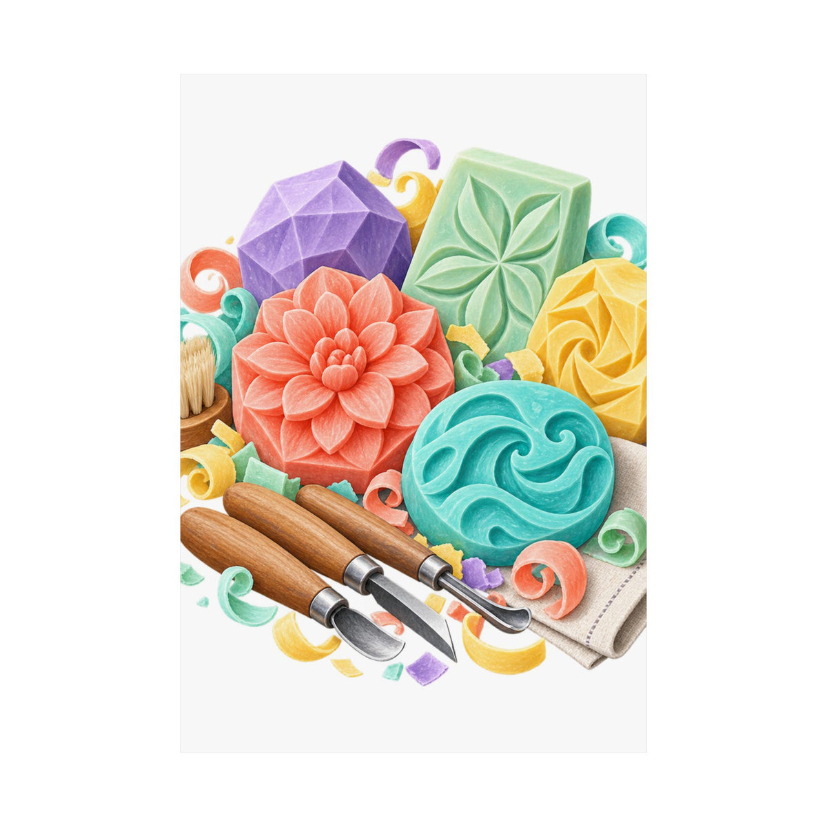 Colorful Soap Carving Workshop Poster