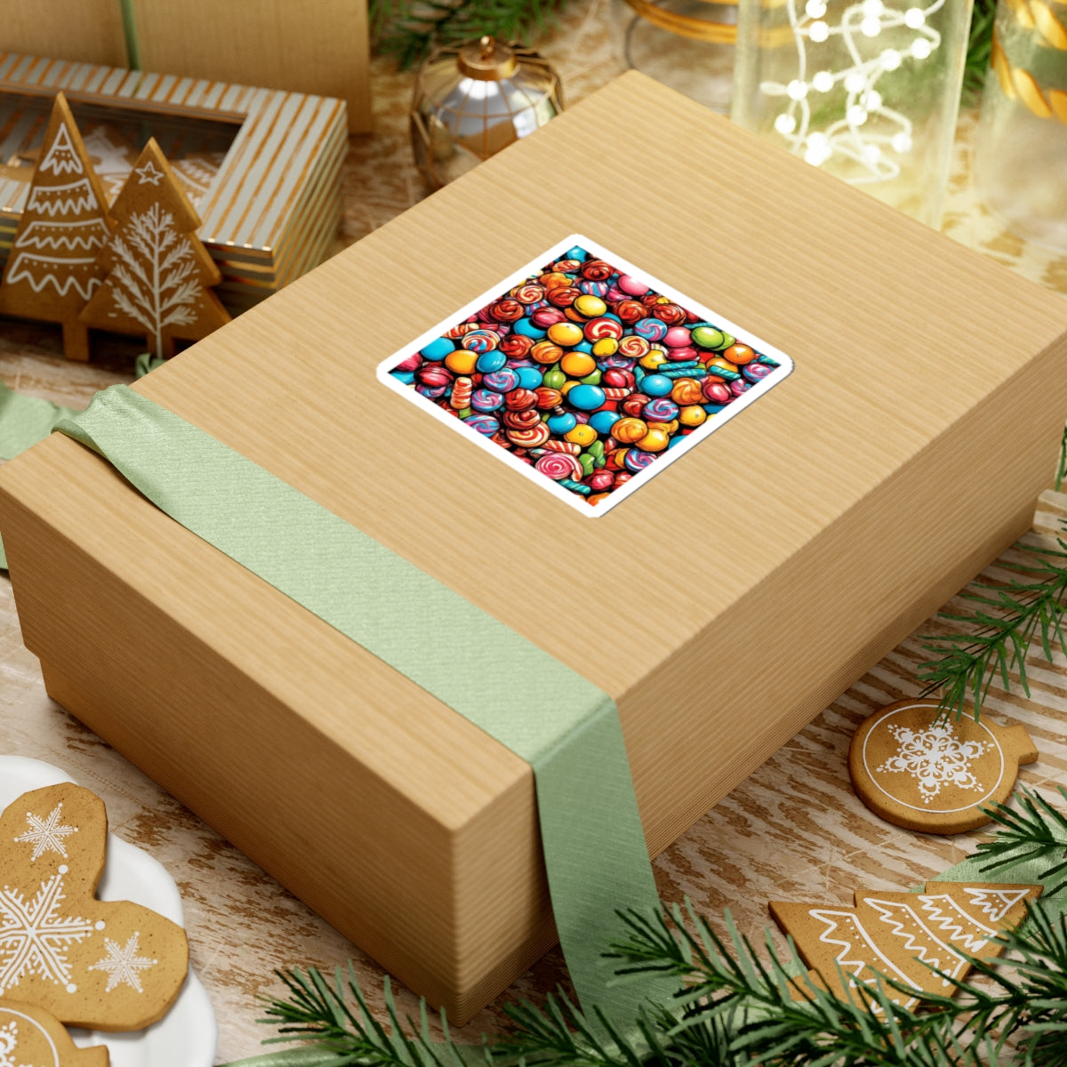 Colorful Candy Pattern Sweets Gift Art Sticker