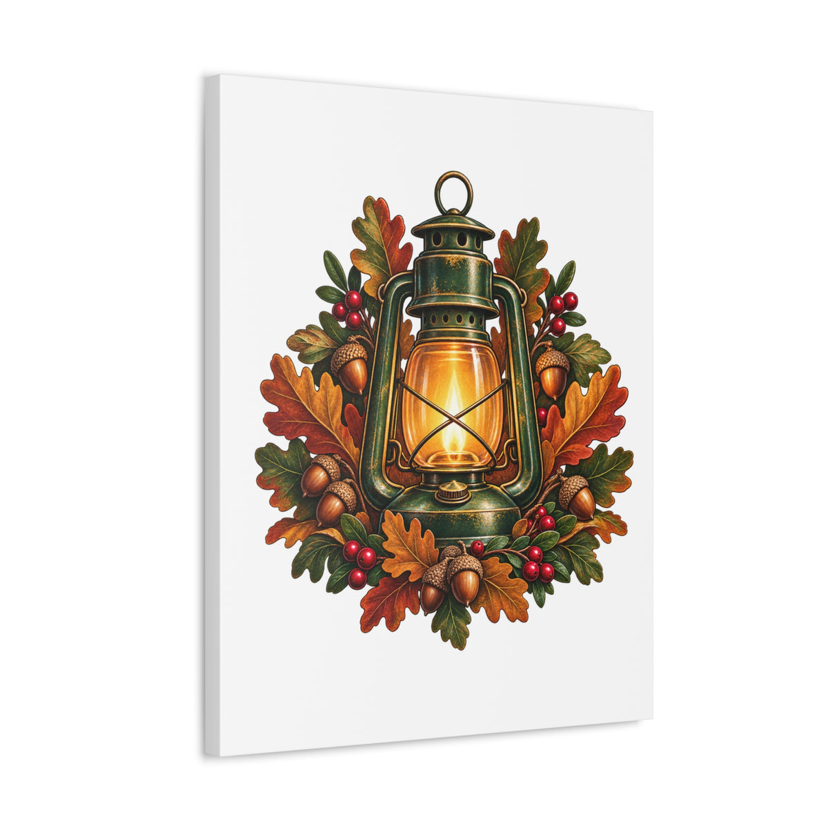 Autumn Oak Lantern and Acorns Canvas