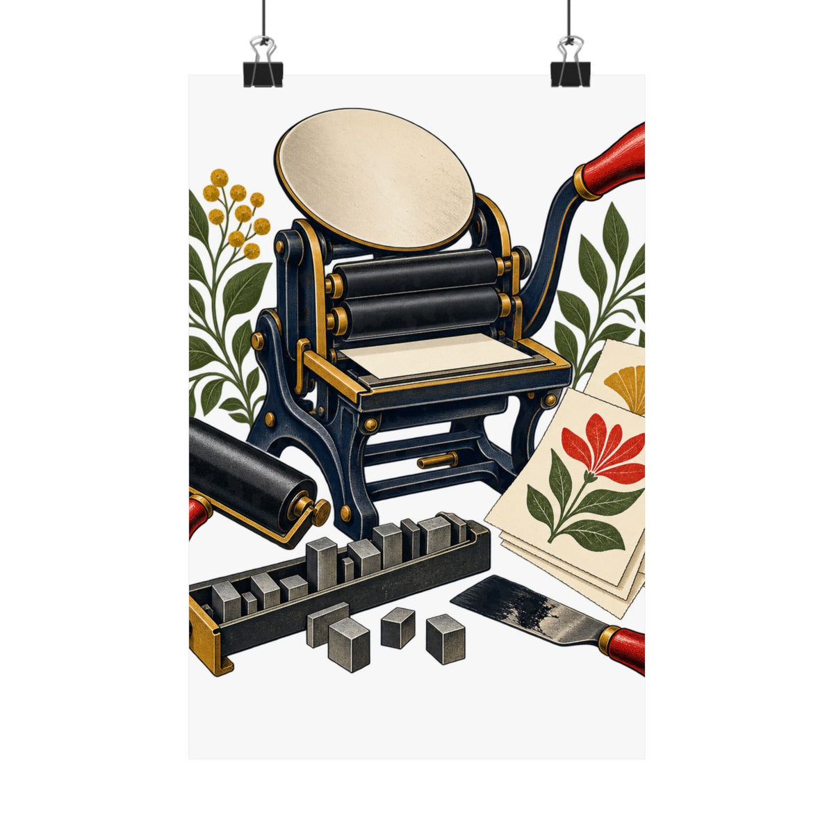 Botanical Letterpress Printshop Poster