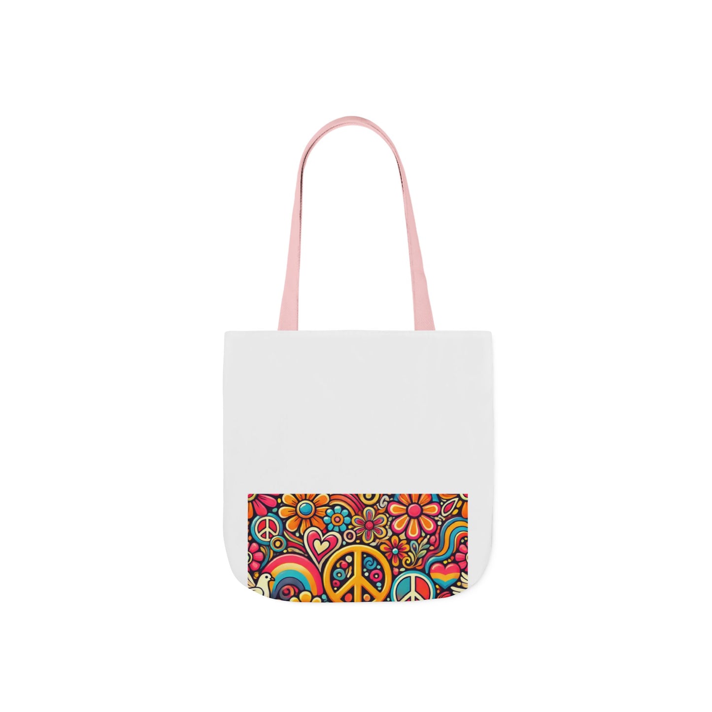 Colorful Peace Floral Pattern Canvas Tote Bag