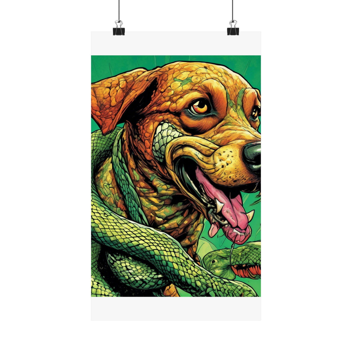 Serpent Guardian Dog Bold Fantasy Creature Art Poster