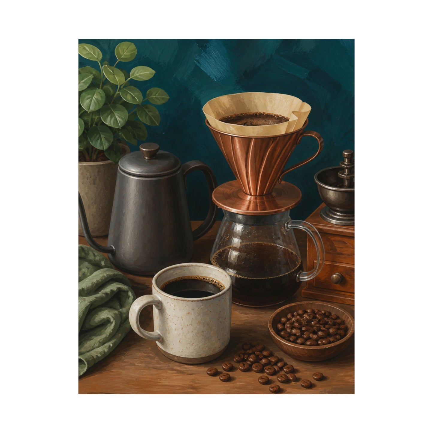 Warm Home Coffee Brewing Art Poster