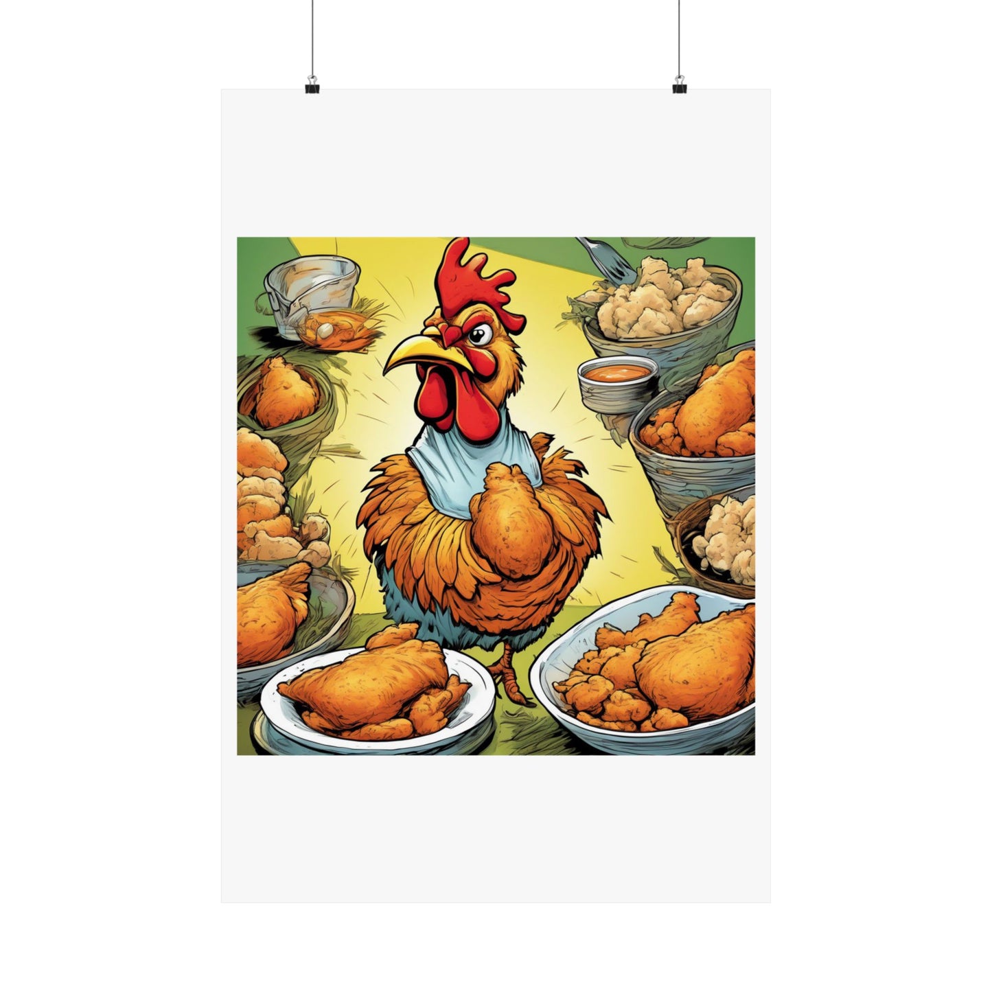 Funny Chicken Fried Food Comfort Food Art Poster