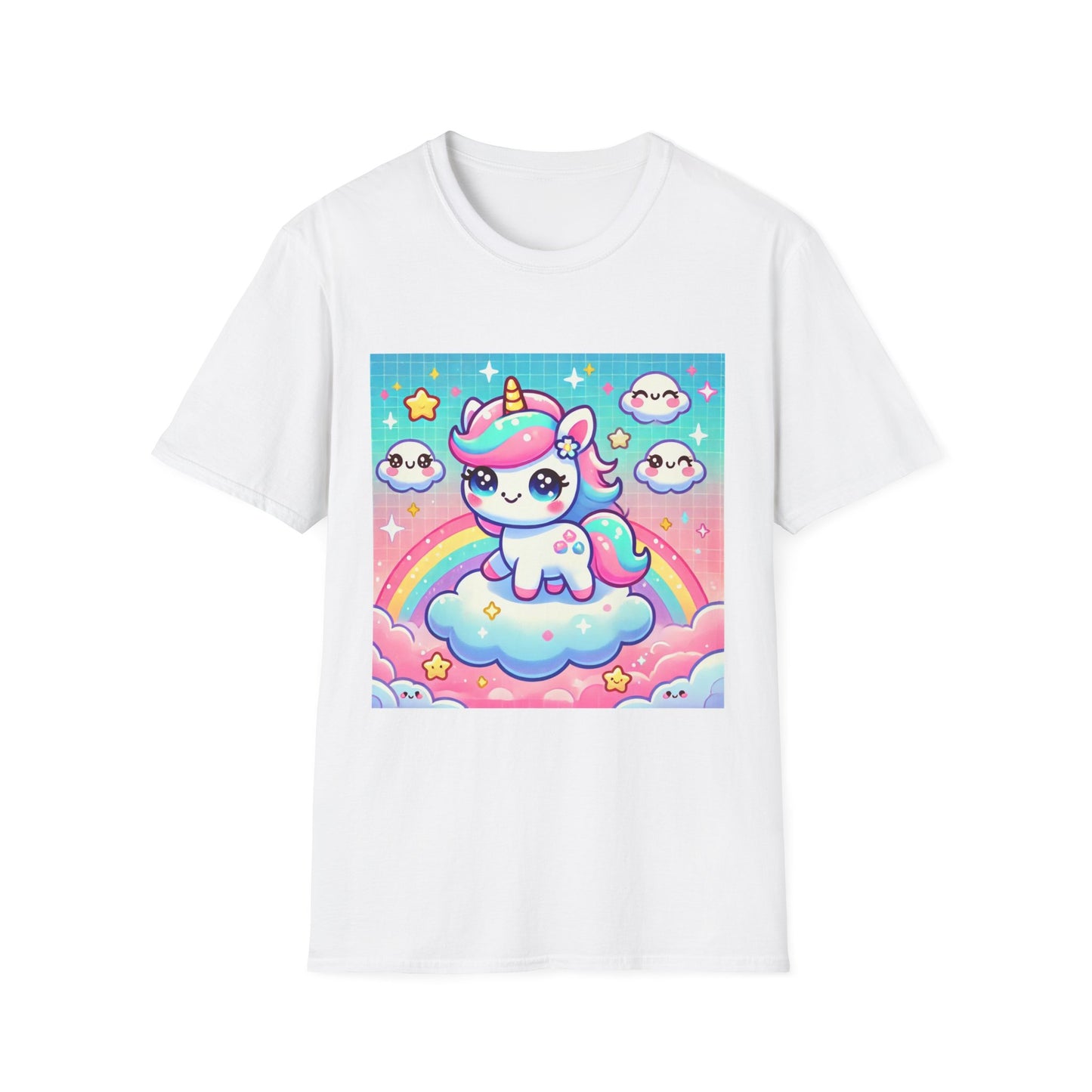 Kawaii Anime Unicorn Unisex Softstyle T-Shirt - Cute & Stylish Tee for Anime Lovers - Comfortable Casual Wear for All Genders