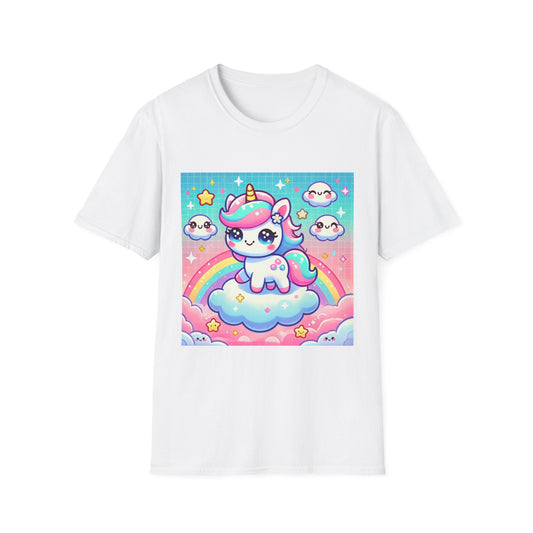 Kawaii Anime Unicorn Unisex Softstyle T-Shirt - Cute & Stylish Tee for Anime Lovers - Comfortable Casual Wear for All Genders