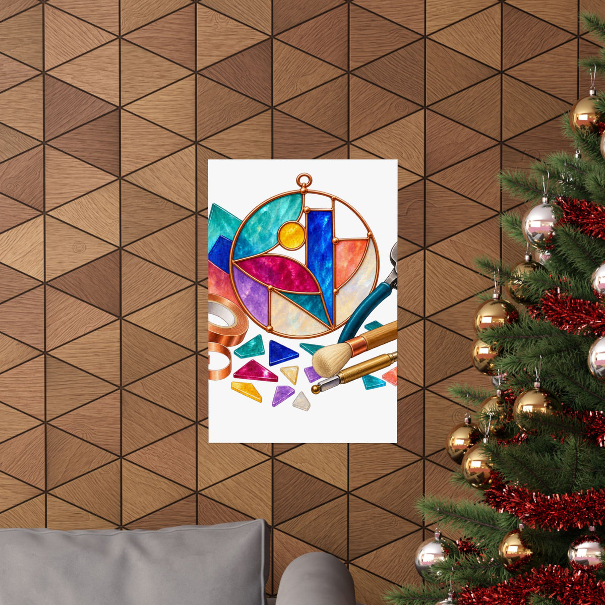 Abstract Stained Glass Suncatcher Workshop Poster