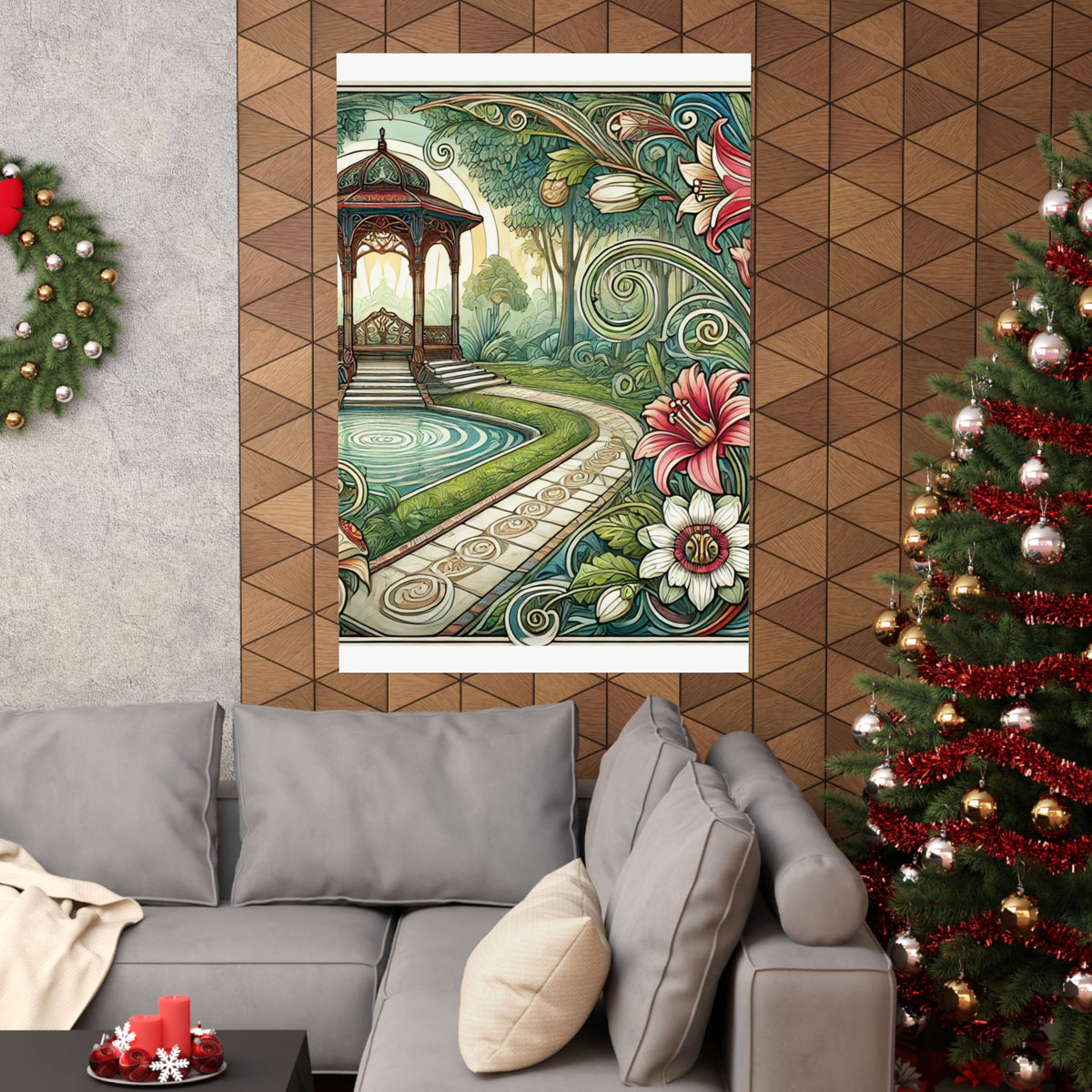 Botanical Gazebo Garden Art Nouveau Wall Art Poster