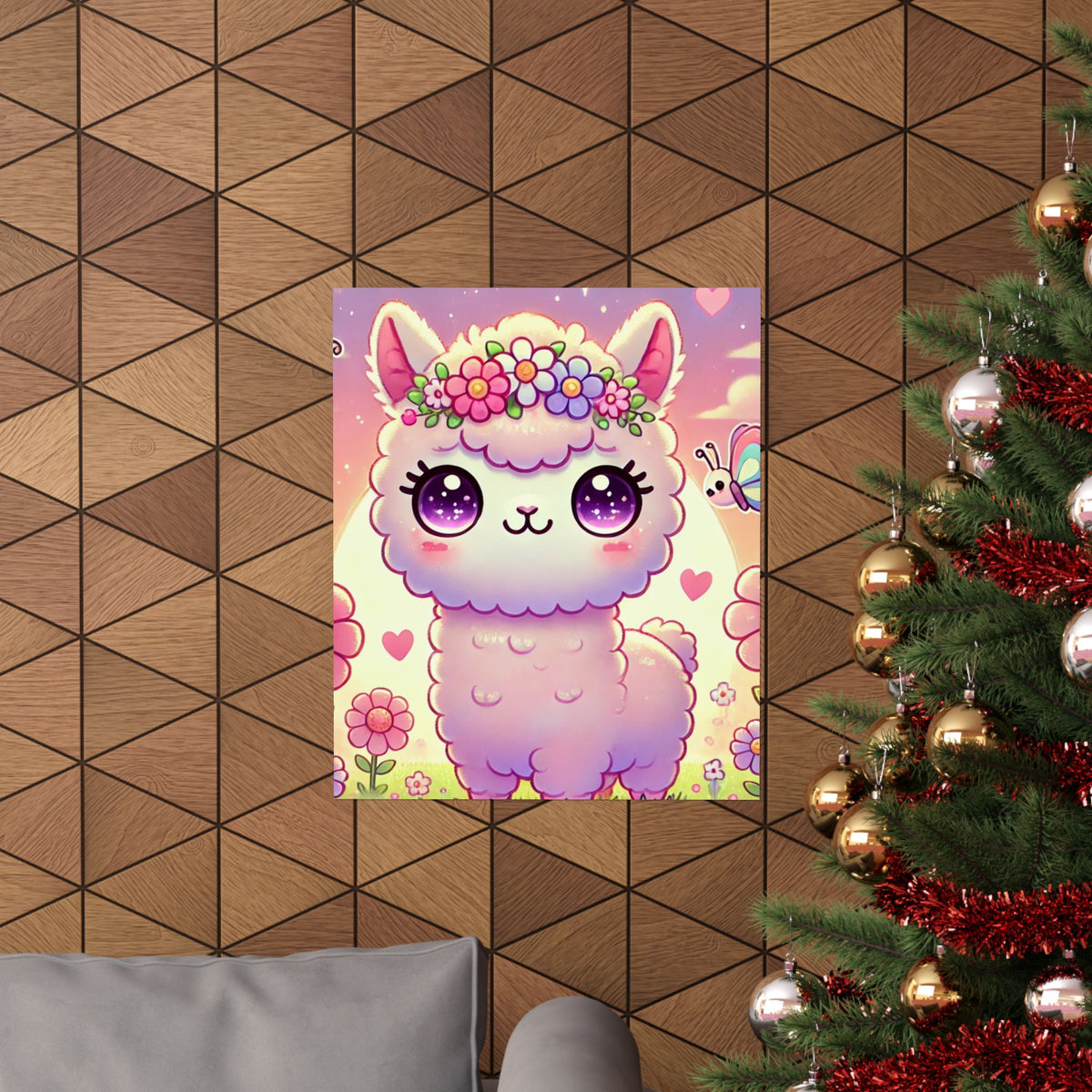 Pastel Floral Alpaca Garden Kawaii Wall Art Poster