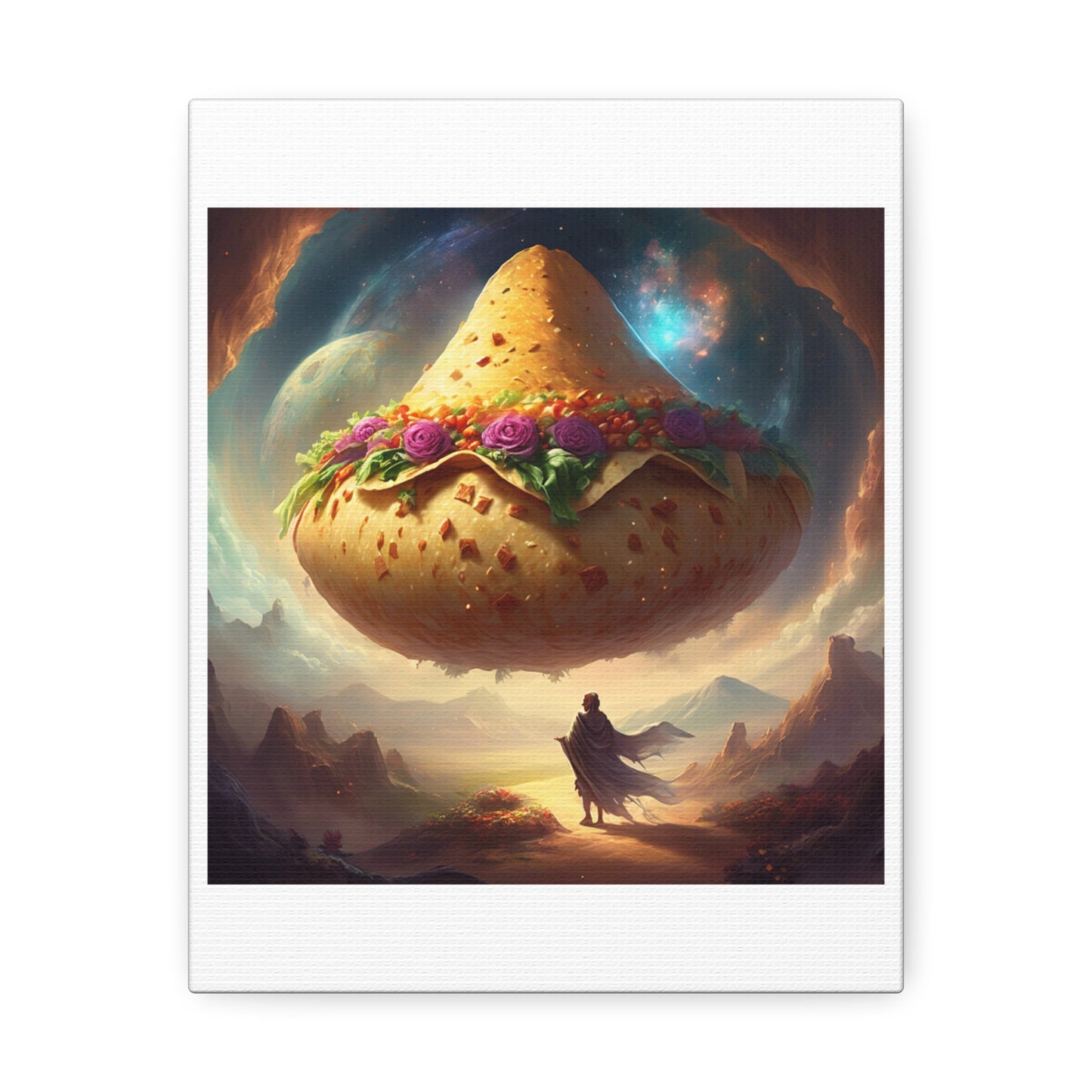 Cosmic Taco Planetoid Surreal Food Fantasy Art Canvas