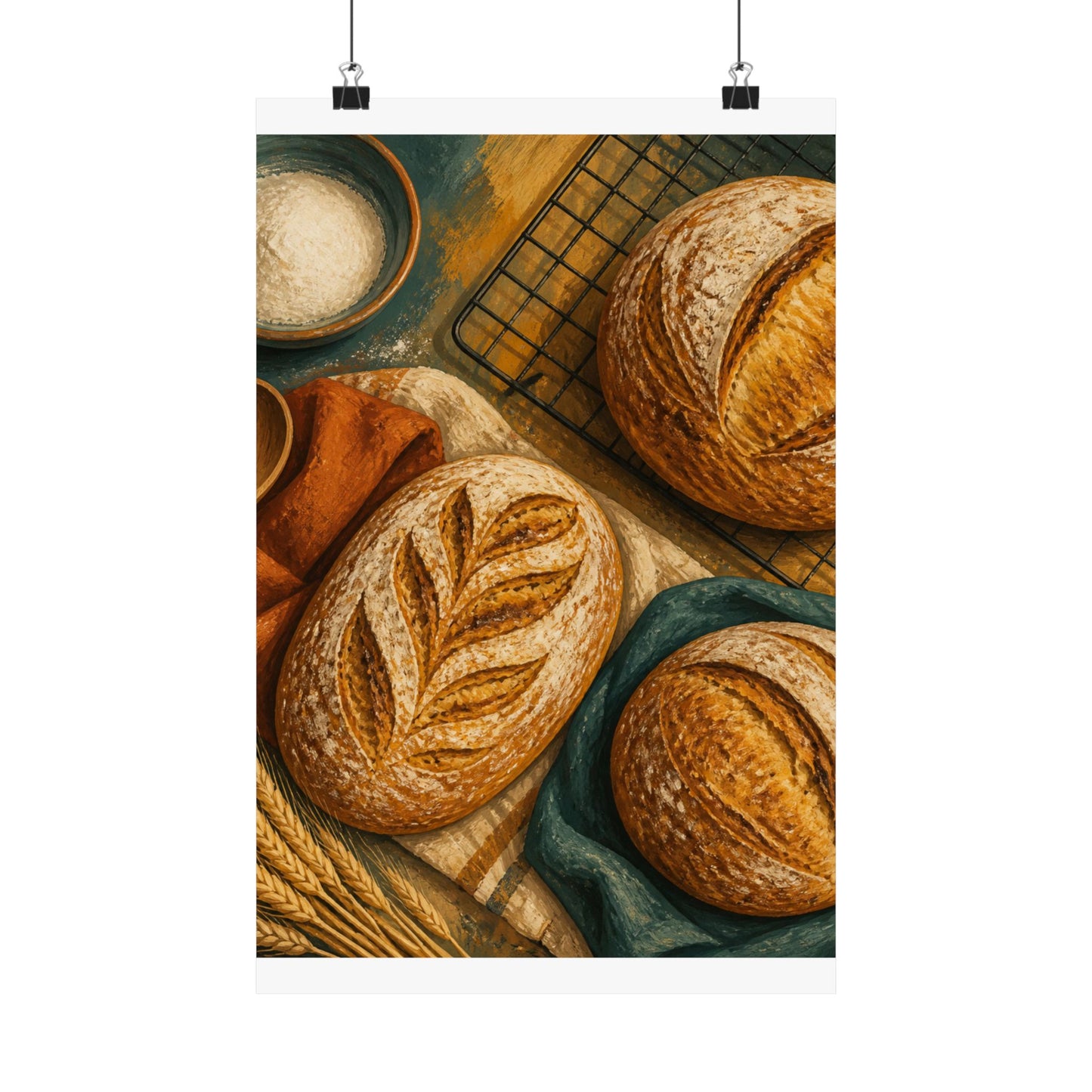 Artisan Bread Baking Still Life Poster