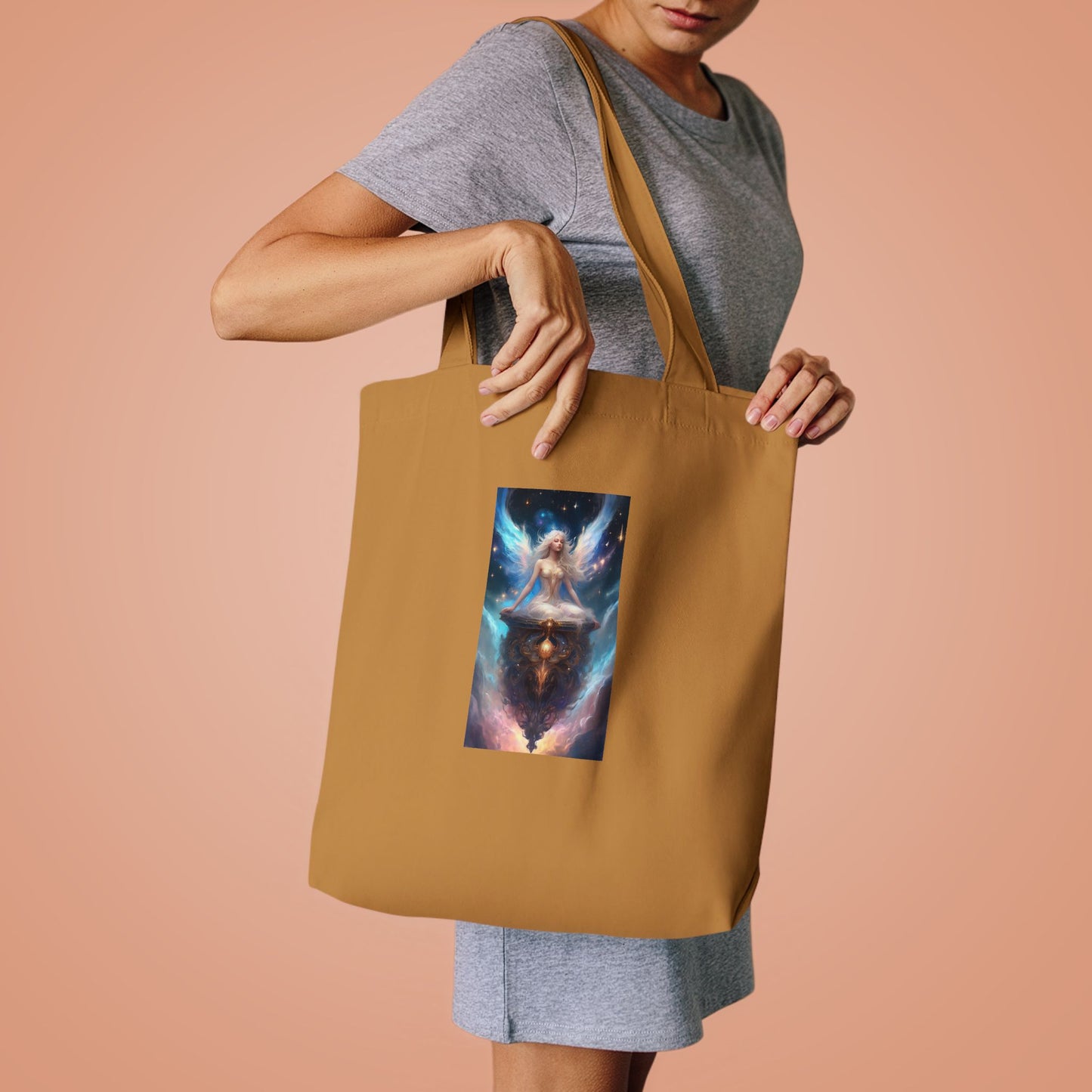 Celestial Winged Meditation Fantasy Portrait Tote Bag