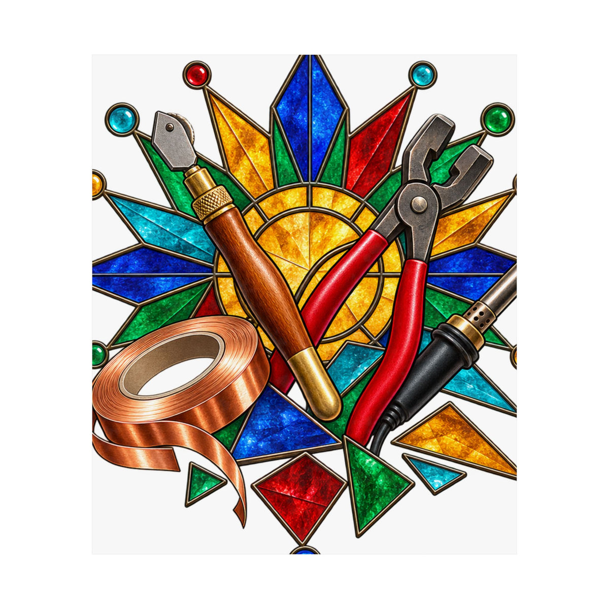 Stained Glass Workshop Tools Poster