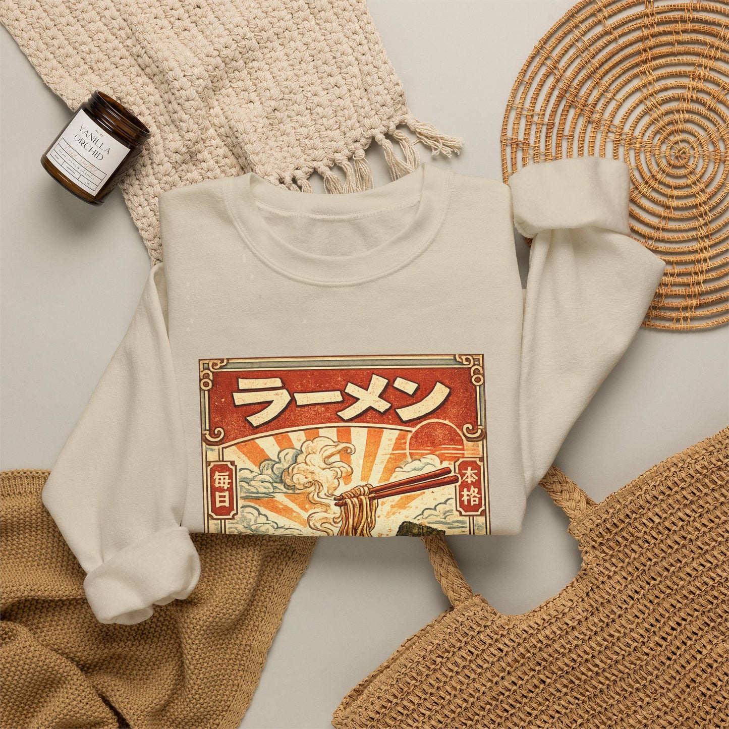 Vintage Ramen Bowl Illustration Sweatshirt