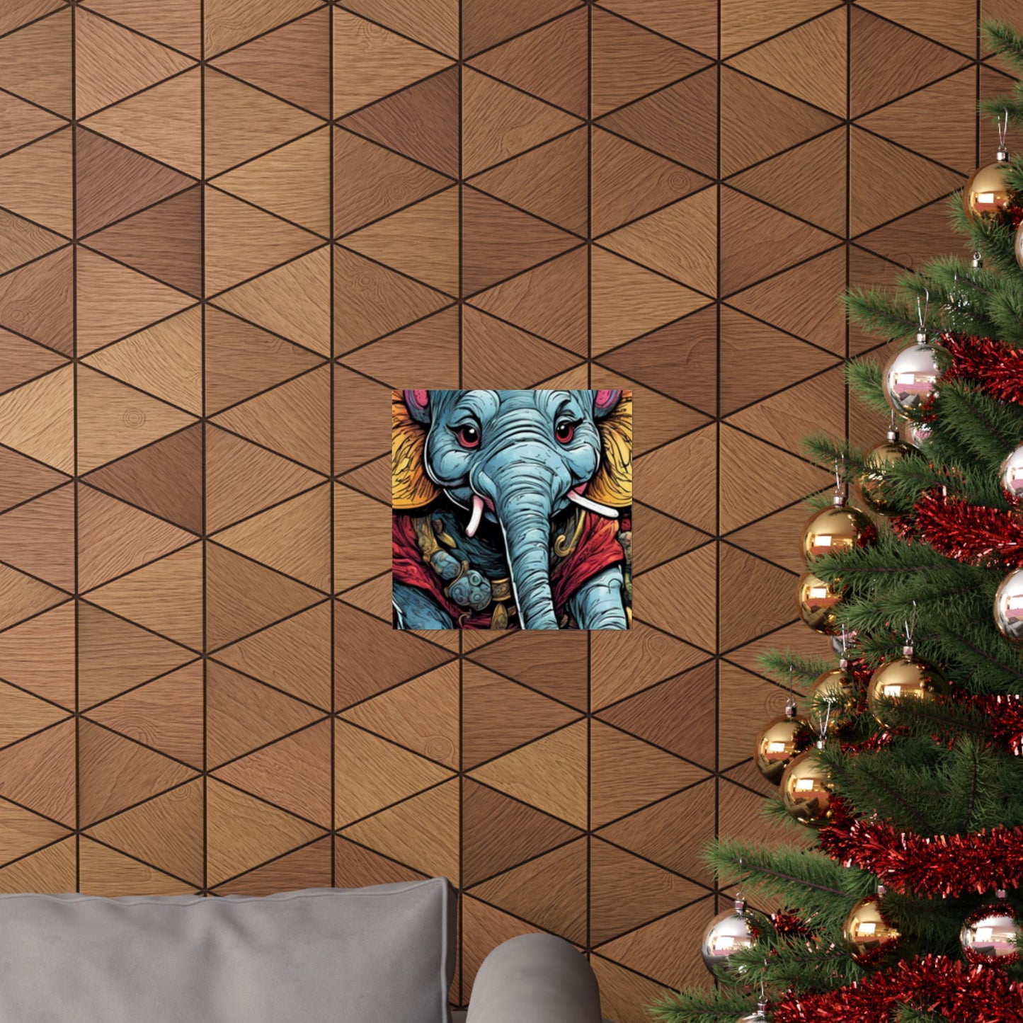 Colorful Elephant Garden Parade Wildlife Wall Art Poster