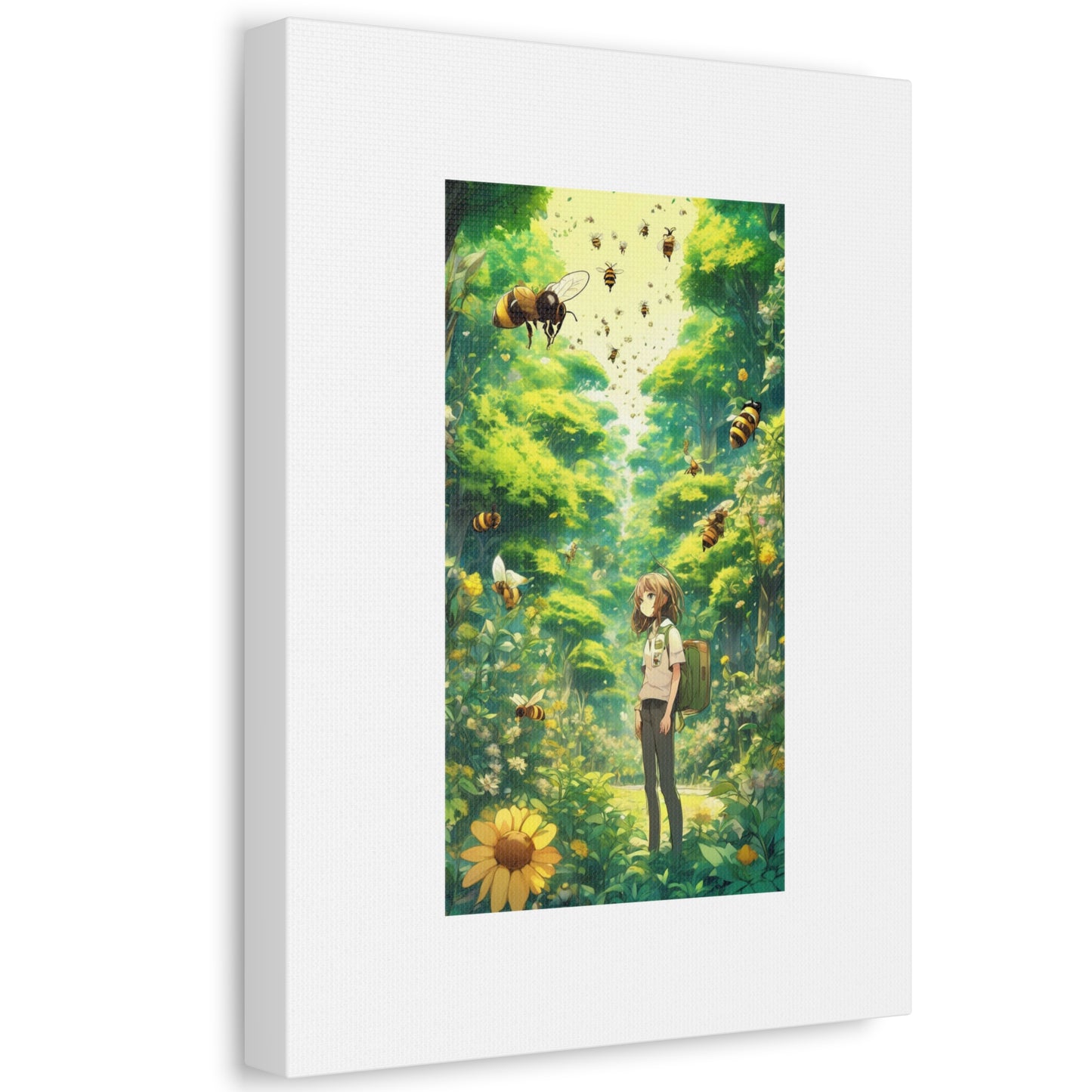 Bee Garden Explorer Anime Nature Art Canvas