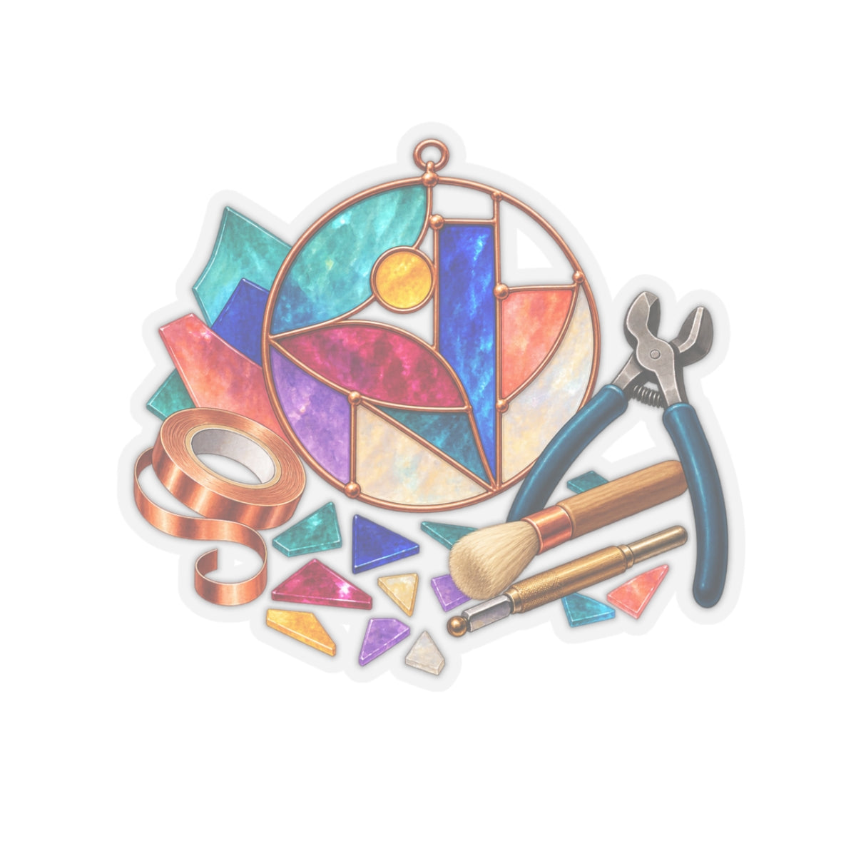 Abstract Stained Glass Suncatcher Workshop Sticker