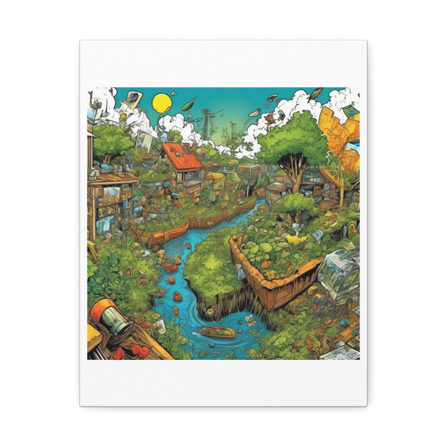 Whimsical Garden Stream Nature Gift Art Canvas